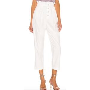 MAJORELLE White Paperbag Trouser Pant MEDIUM Baggy Pleated Cropped $178 New